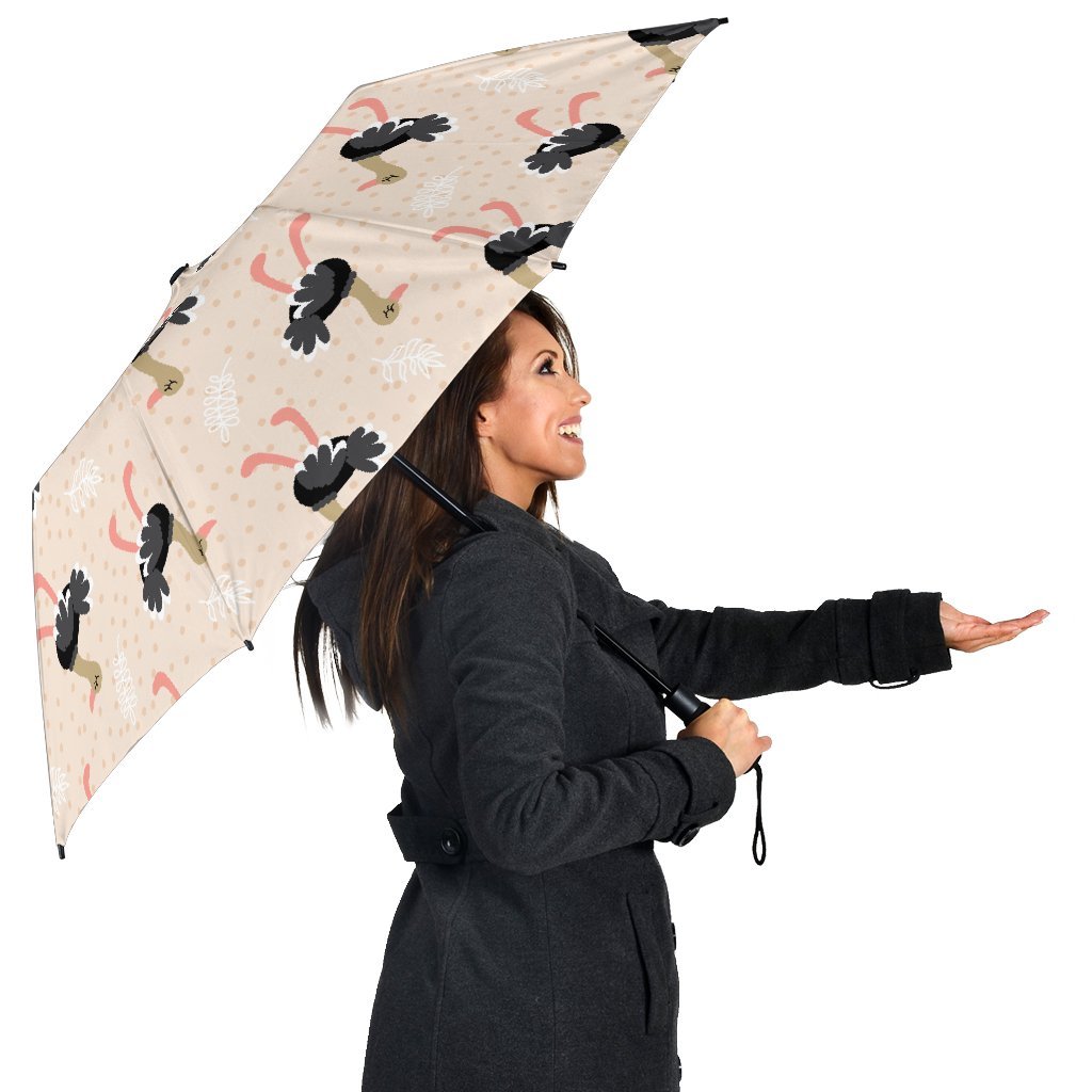 Ostrich Cute Pattern Print Automatic Foldable Umbrella-grizzshop