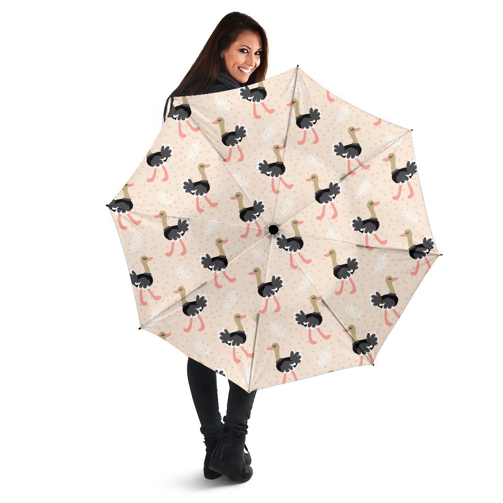 Ostrich Cute Pattern Print Automatic Foldable Umbrella-grizzshop