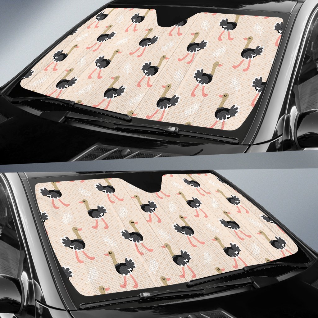 Ostrich Cute Pattern Print Car Sun Shade-grizzshop