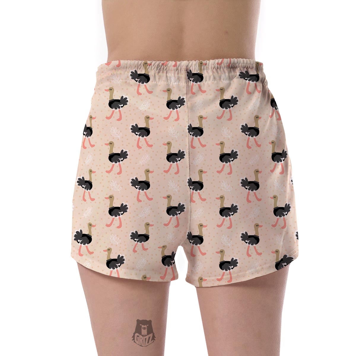 Ostrich Cute Pattern Print Women's Shorts-grizzshop