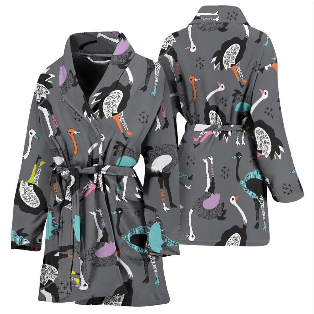 Ostrich Pattern Print Women Long Robe-grizzshop