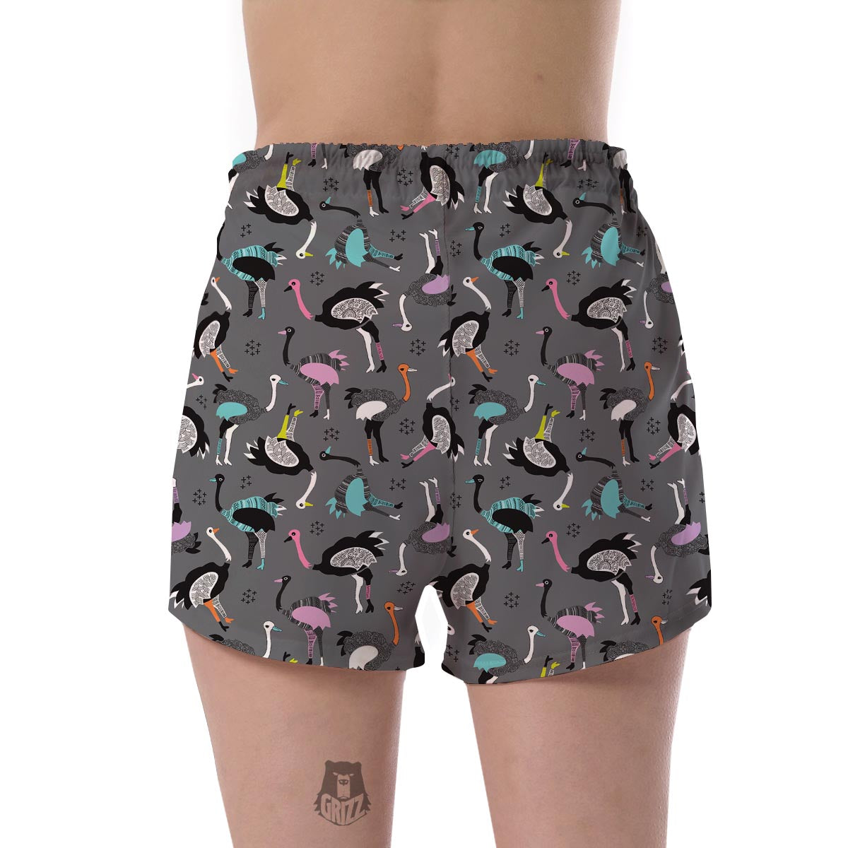 Ostrich Pattern Print Women's Shorts-grizzshop