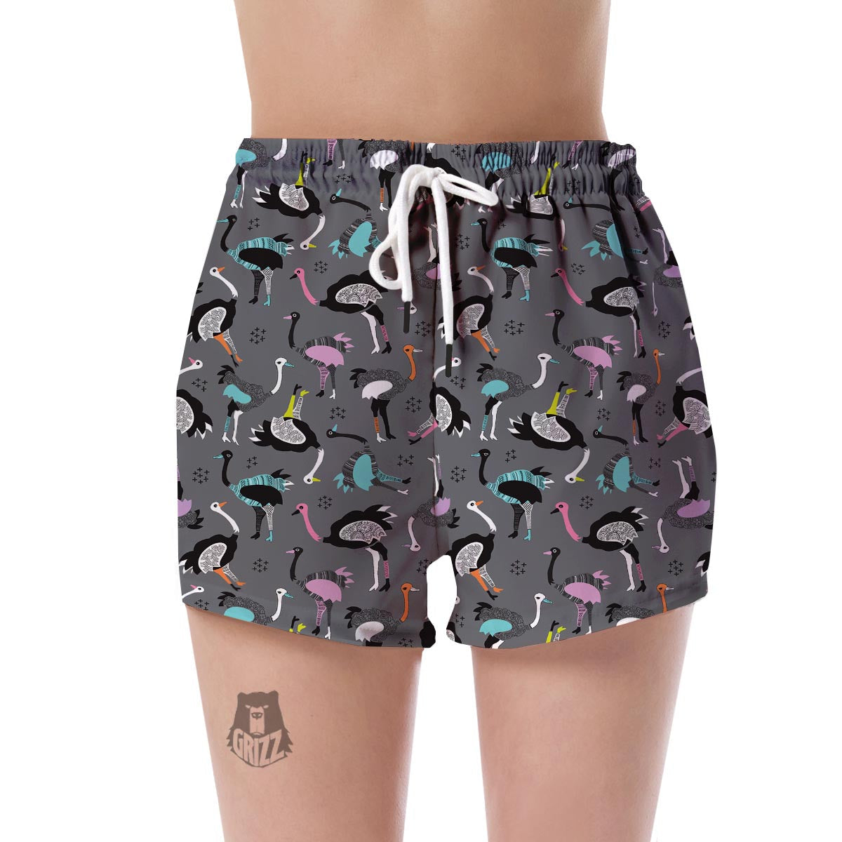 Ostrich Pattern Print Women's Shorts-grizzshop