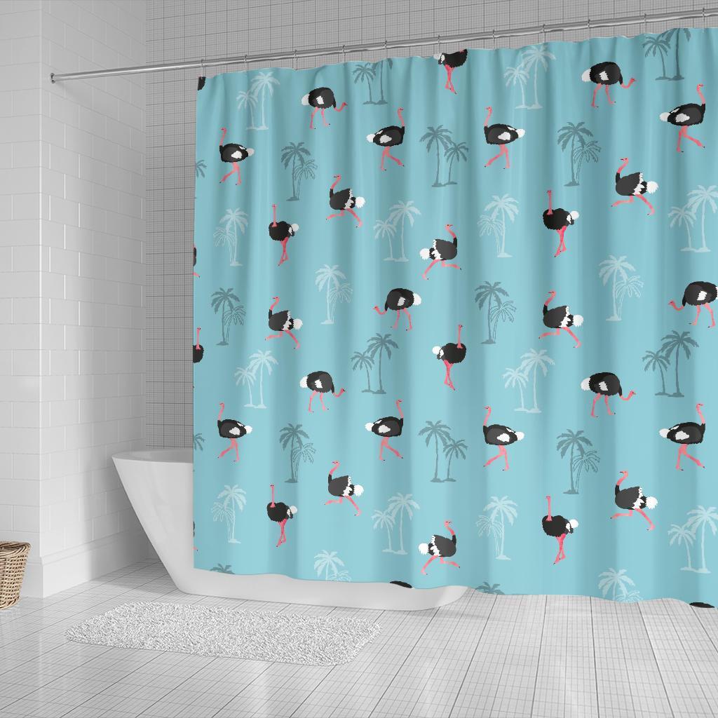 Ostrich Print Pattern Bathroom Shower Curtain-grizzshop