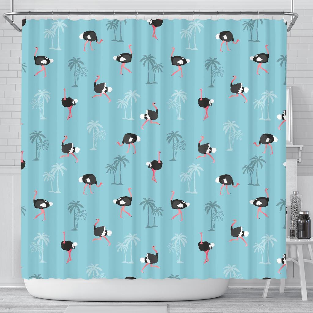 Ostrich Print Pattern Bathroom Shower Curtain-grizzshop