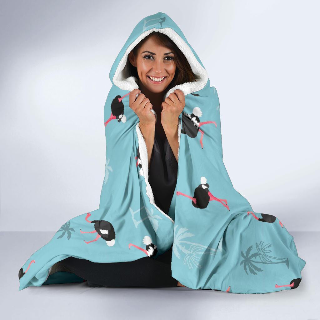 Ostrich Print Pattern Hooded Blanket-grizzshop