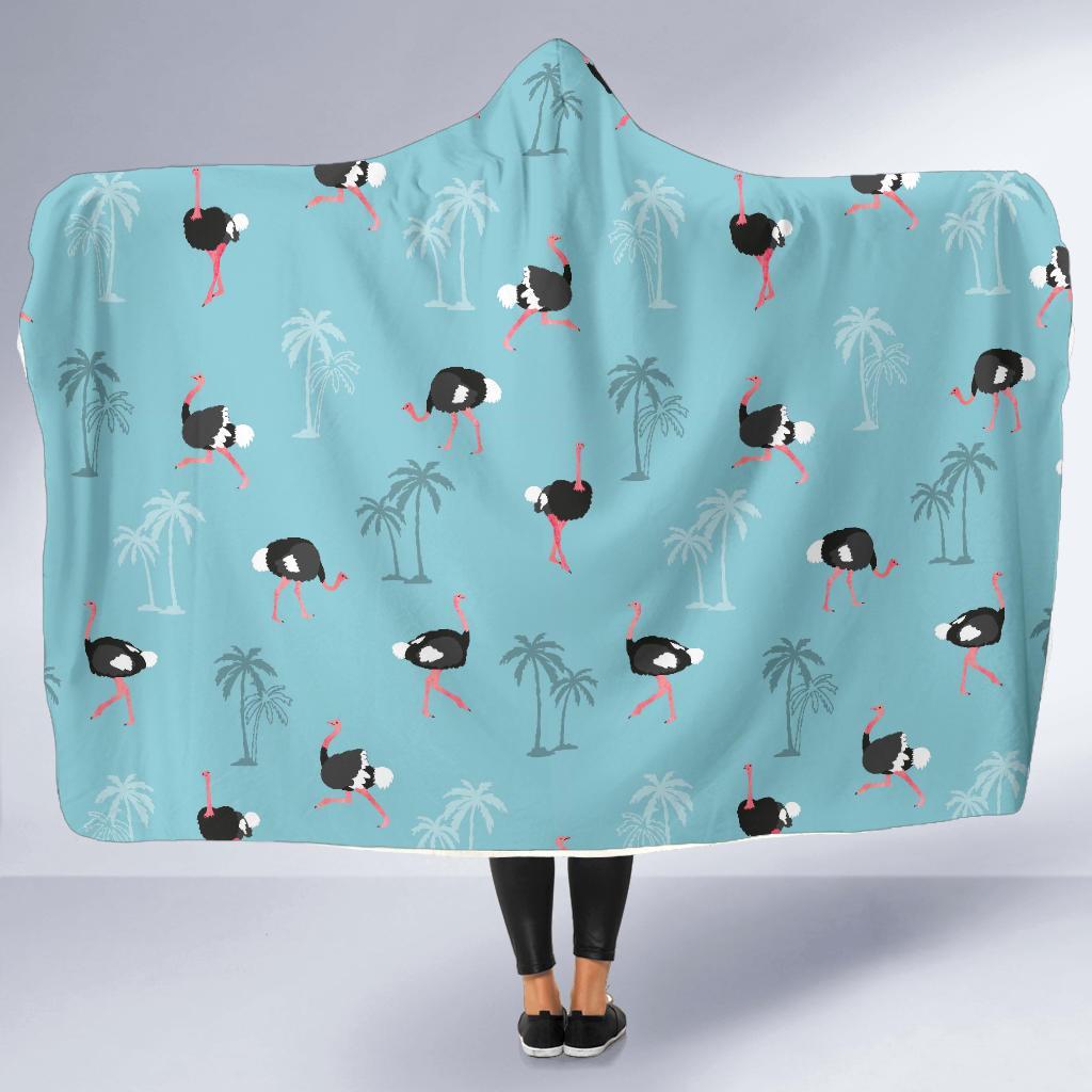 Ostrich Print Pattern Hooded Blanket-grizzshop