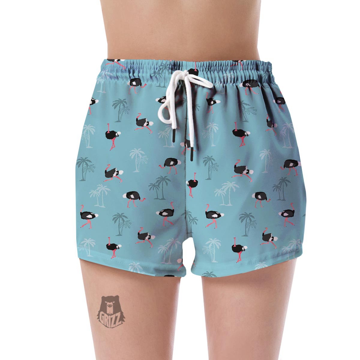 Ostrich Print Pattern Women's Shorts-grizzshop