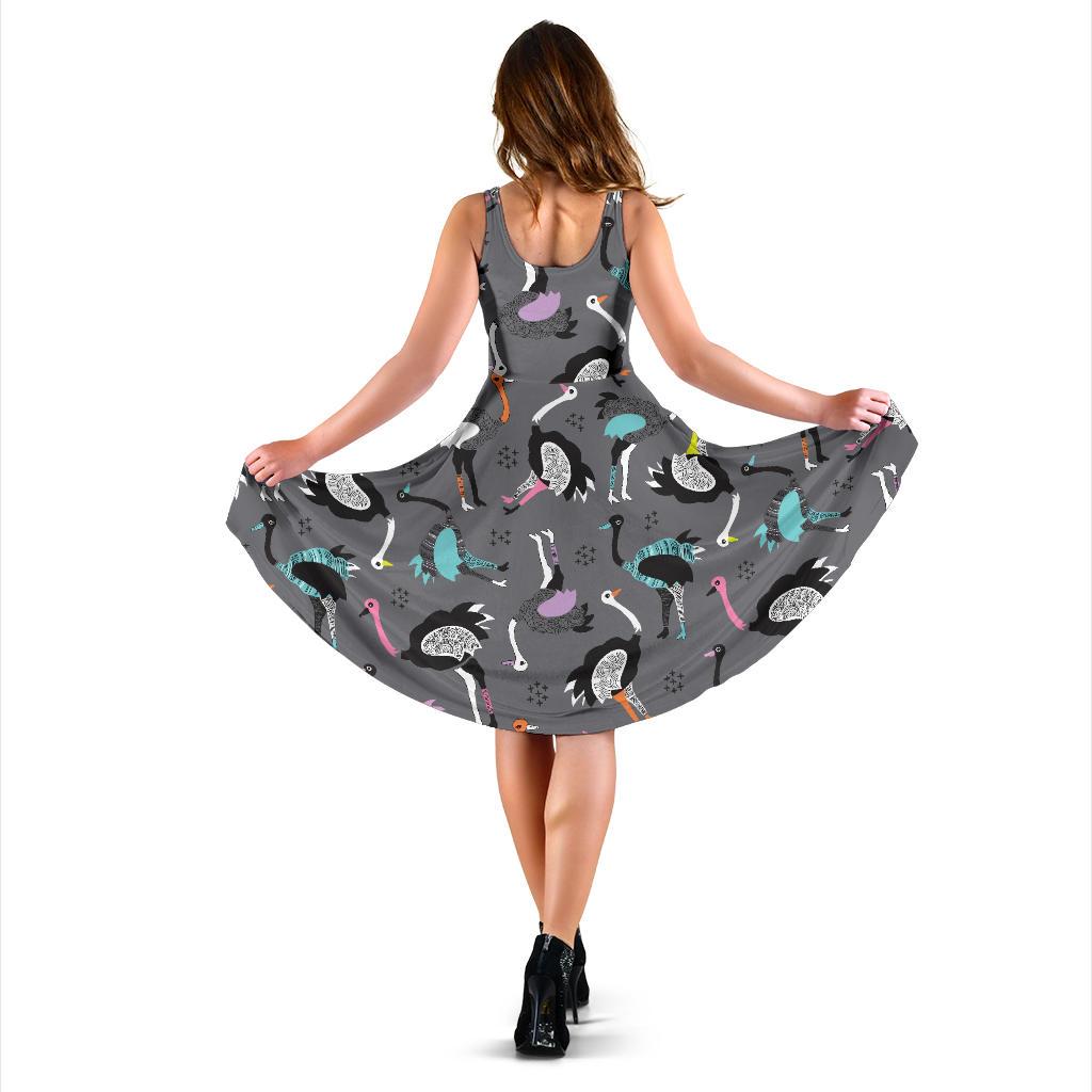 Ostrich Pattern Print Dress-grizzshop
