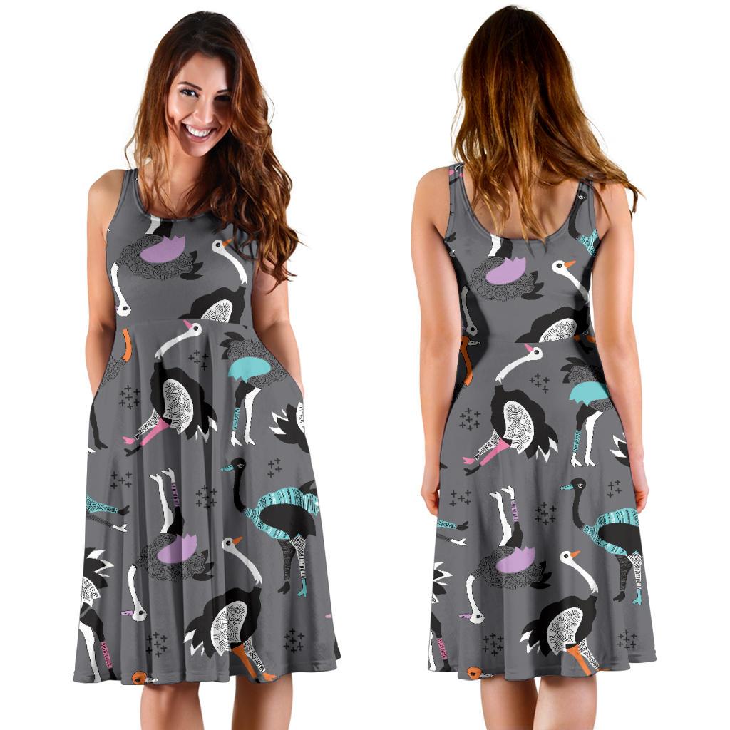 Ostrich Pattern Print Dress-grizzshop