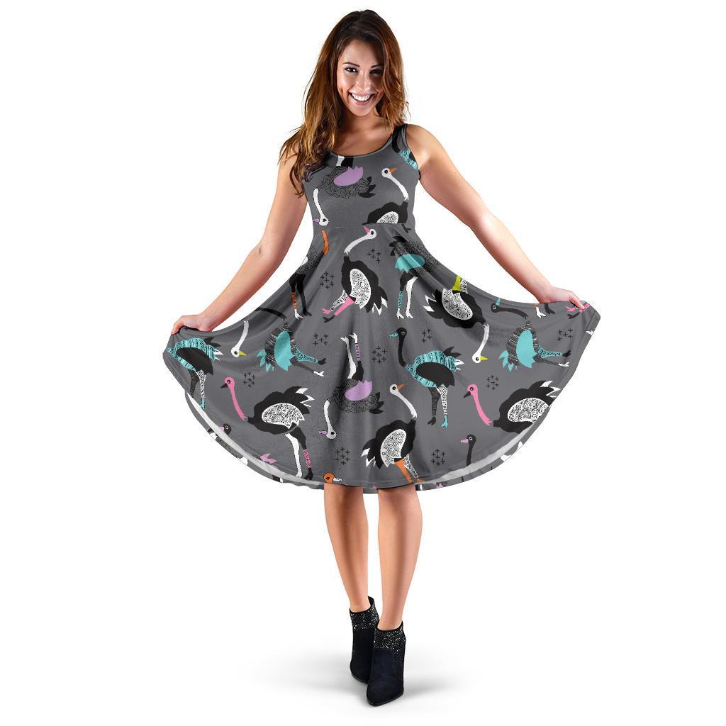 Ostrich Pattern Print Dress-grizzshop