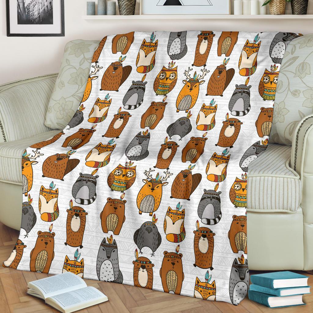Otter Animal Family Pattern Print Blanket-grizzshop