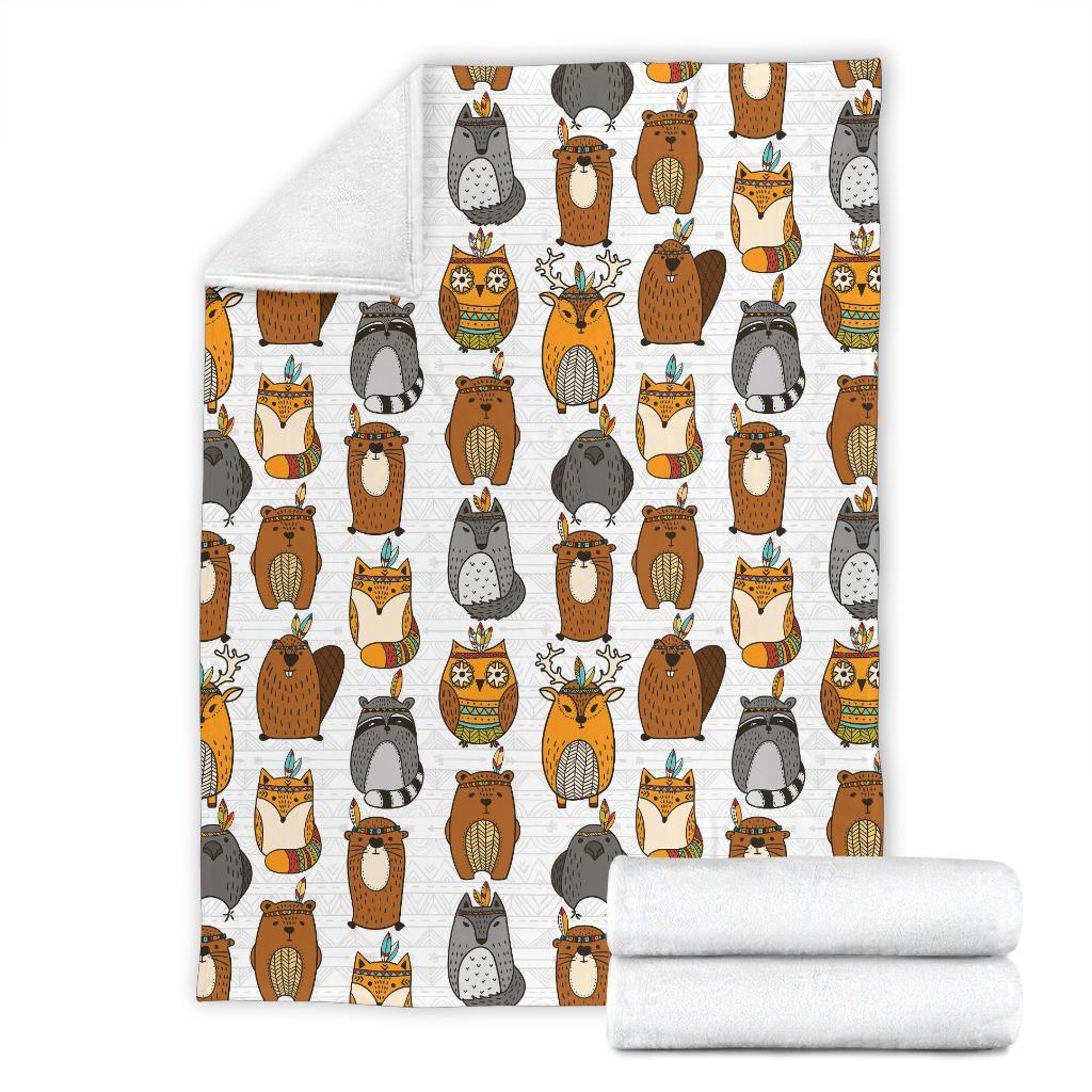 Otter Animal Family Pattern Print Blanket-grizzshop