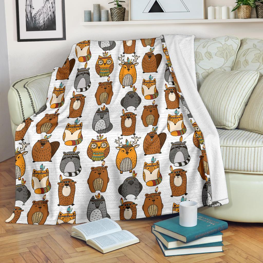 Otter Animal Family Pattern Print Blanket-grizzshop