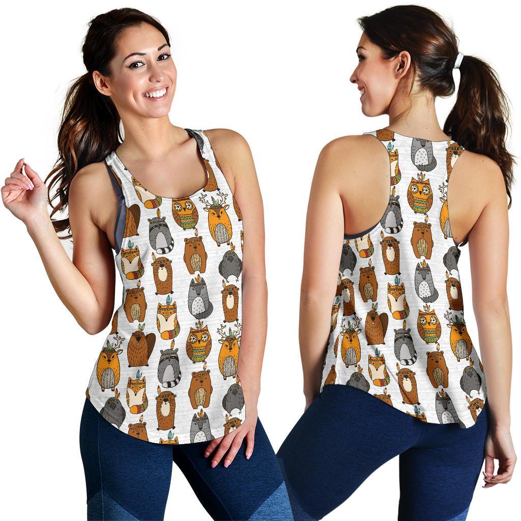 Otter Animal Family Pattern Print Racerback Tank Tops-grizzshop
