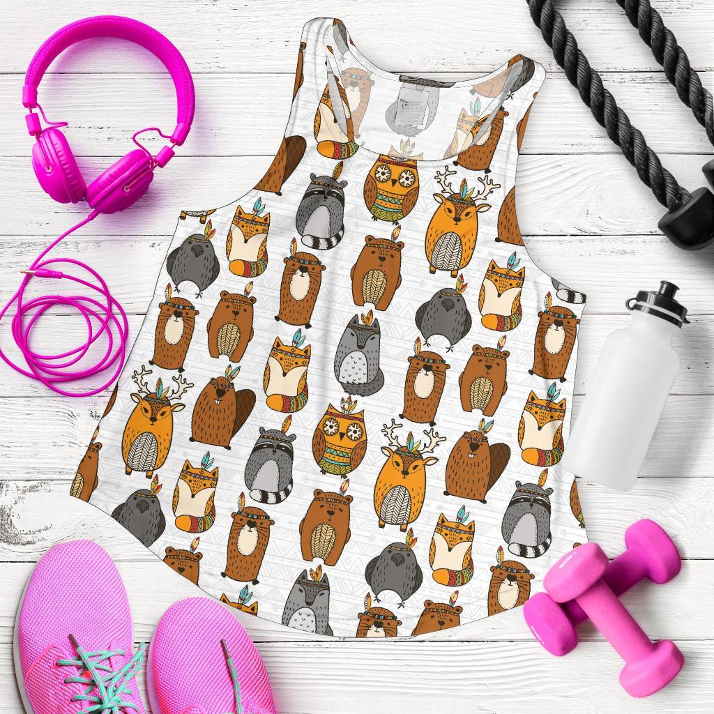 Otter Animal Family Pattern Print Racerback Tank Tops-grizzshop