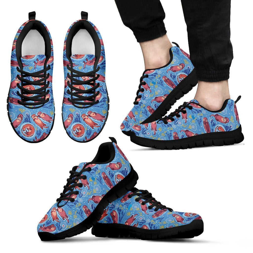 Otter Pattern Print Black Sneaker Shoes For Men Women-grizzshop