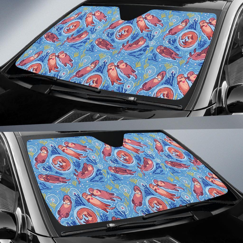 Otter Pattern Print Car Sun Shade-grizzshop