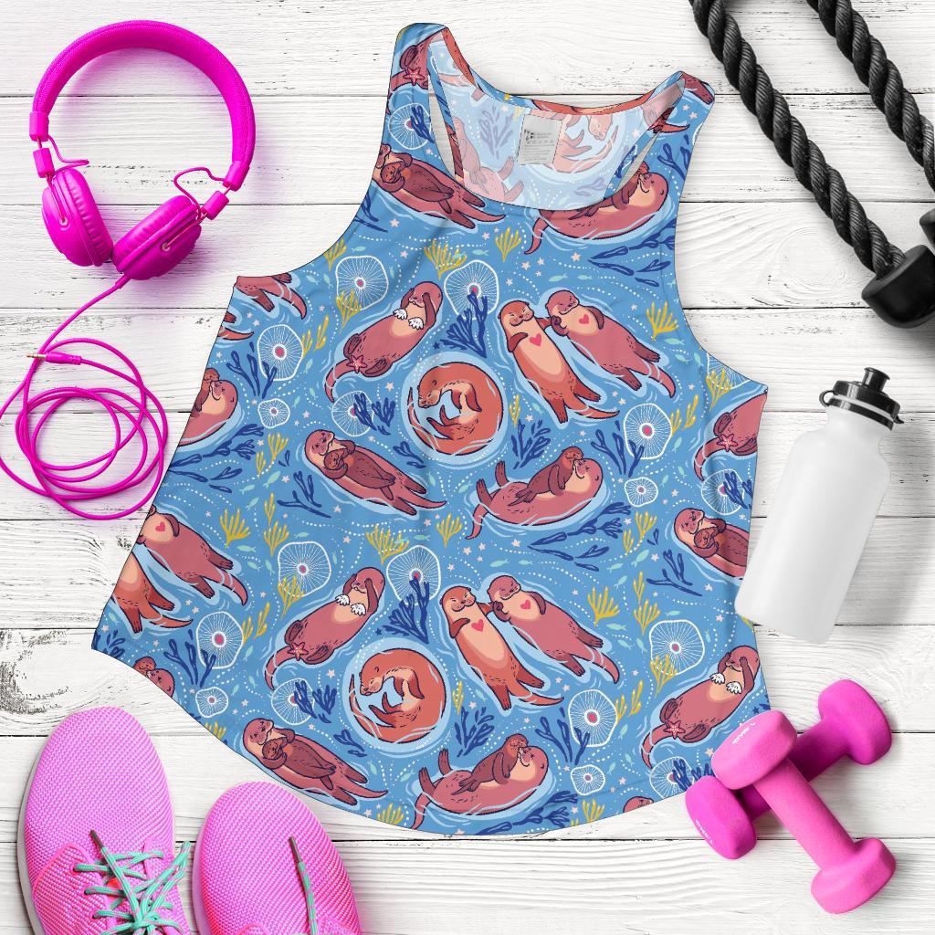 Otter Pattern Print Racerback Tank Tops-grizzshop