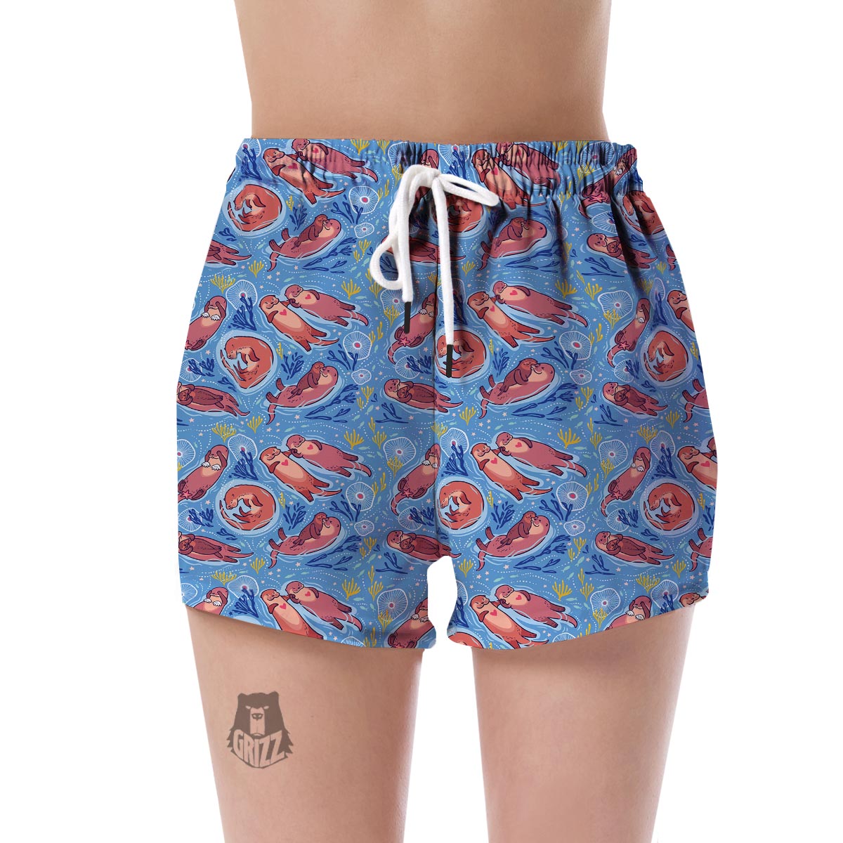 Otter Pattern Print Women's Shorts-grizzshop