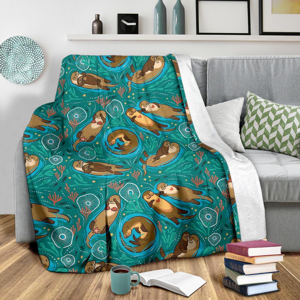 Otter Print Pattern Blanket-grizzshop