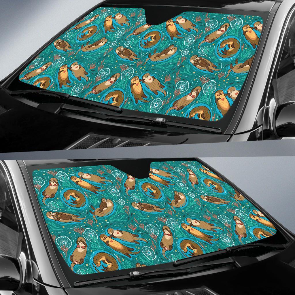 Otter Print Pattern Car Sun Shade-grizzshop