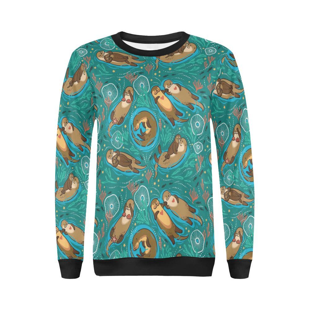 Otter Print Pattern Women Crewneck Sweatshirt-grizzshop