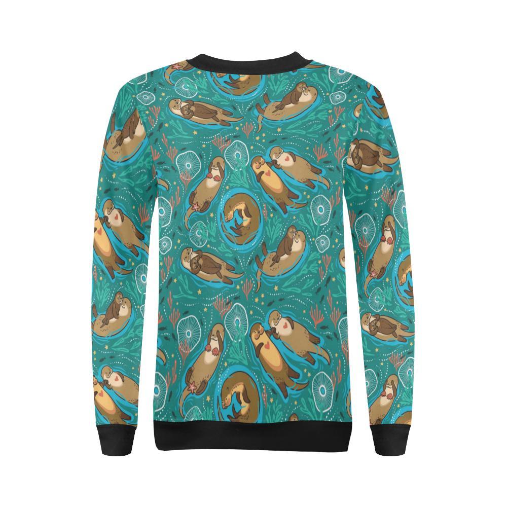 Otter Print Pattern Women Crewneck Sweatshirt-grizzshop