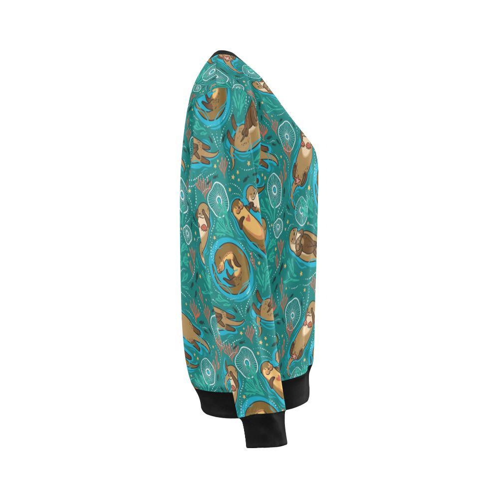 Otter Print Pattern Women Crewneck Sweatshirt-grizzshop
