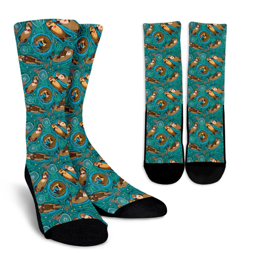 Otter Print Pattern Unisex Crew Socks-grizzshop