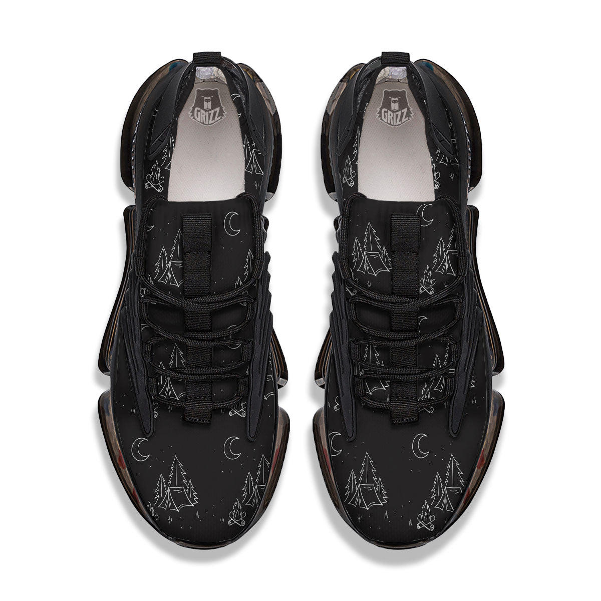 Outdoor Camping Print Pattern Black Gym Shoes-grizzshop