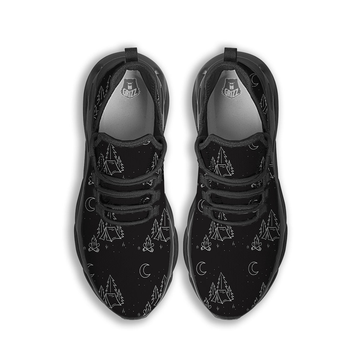 Outdoor Camping Print Pattern Black Running Shoes-grizzshop