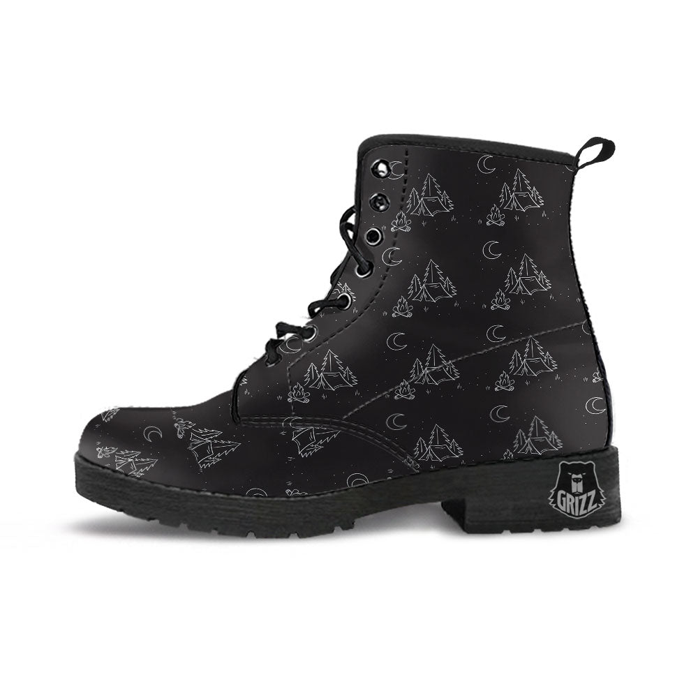 Outdoor Camping Print Pattern Leather Boots-grizzshop