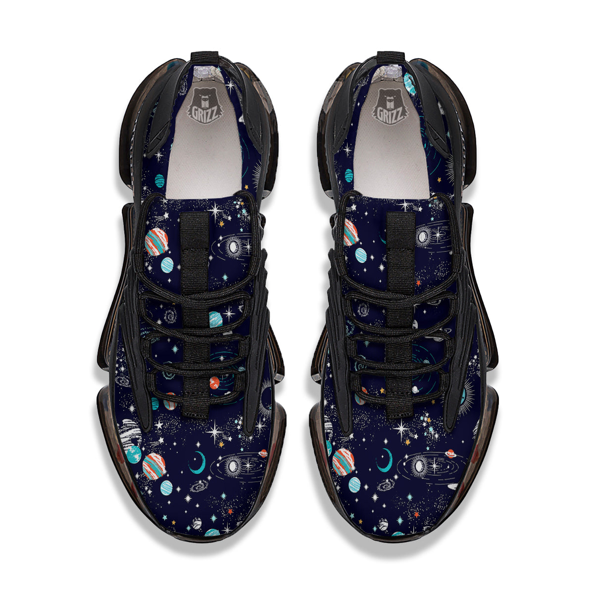 Outer Galaxy Space Universe Print Pattern Black Gym Shoes-grizzshop