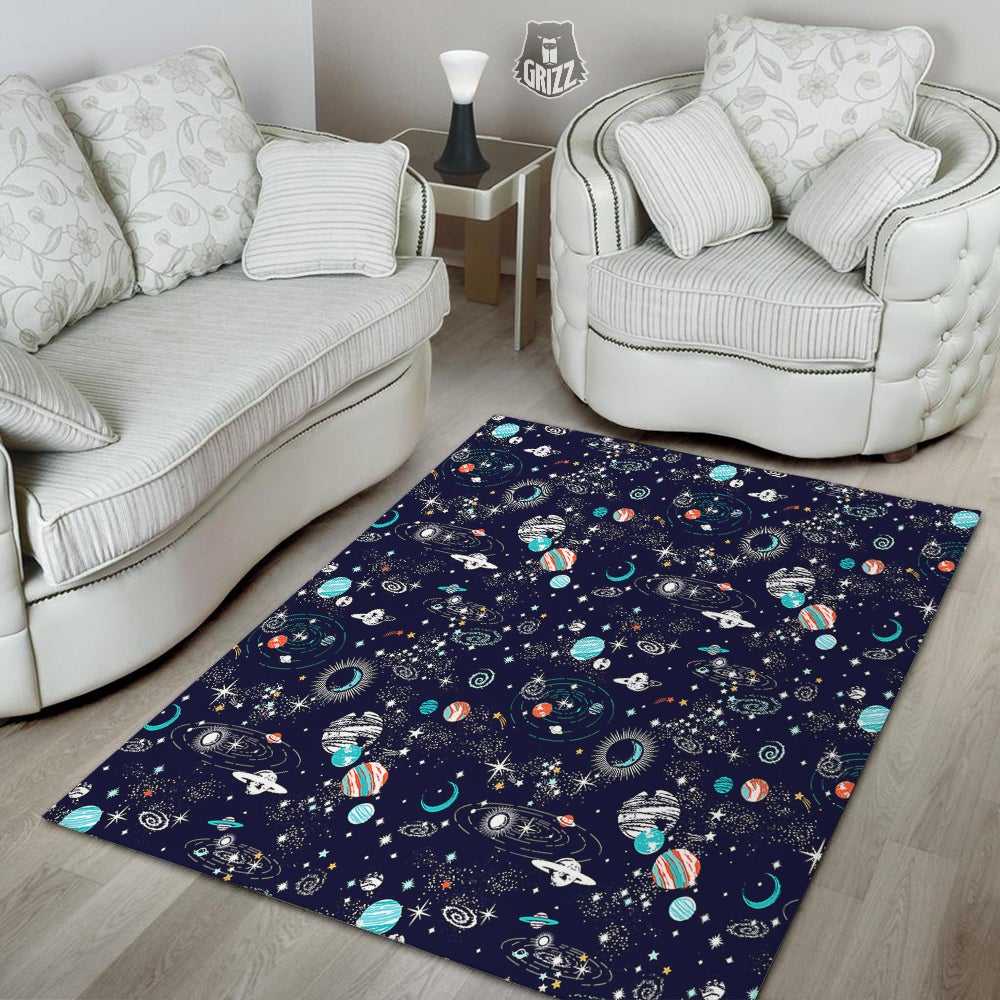 Outer Galaxy Space Universe Print Pattern Floor Mat-grizzshop
