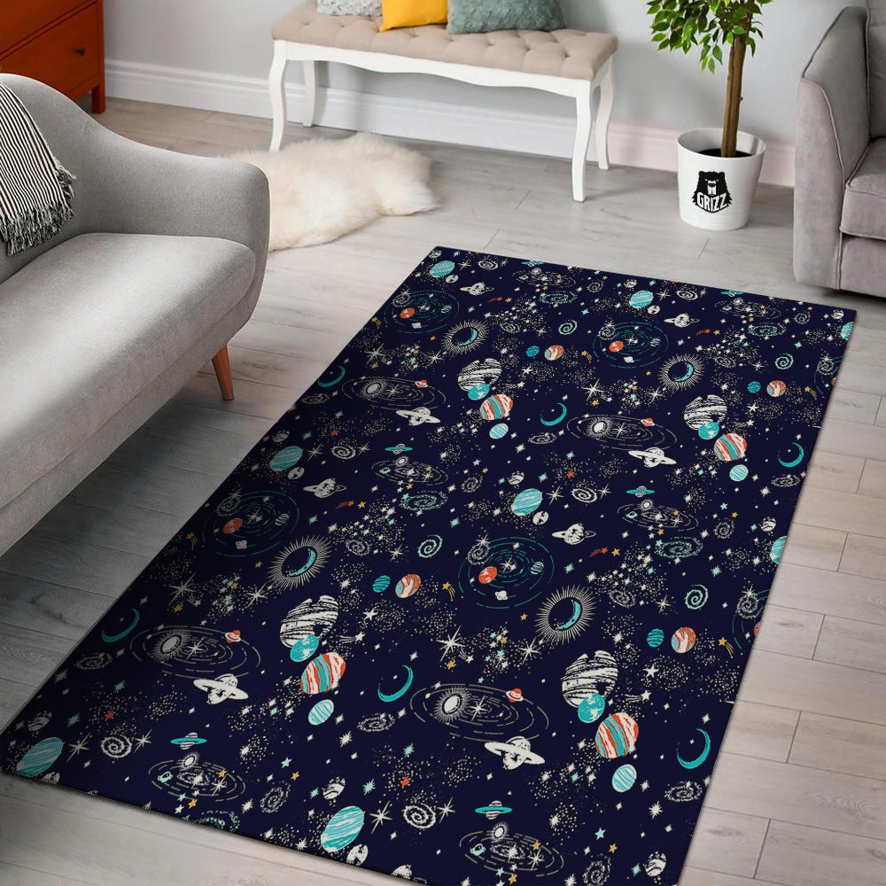 Outer Galaxy Space Universe Print Pattern Floor Mat-grizzshop