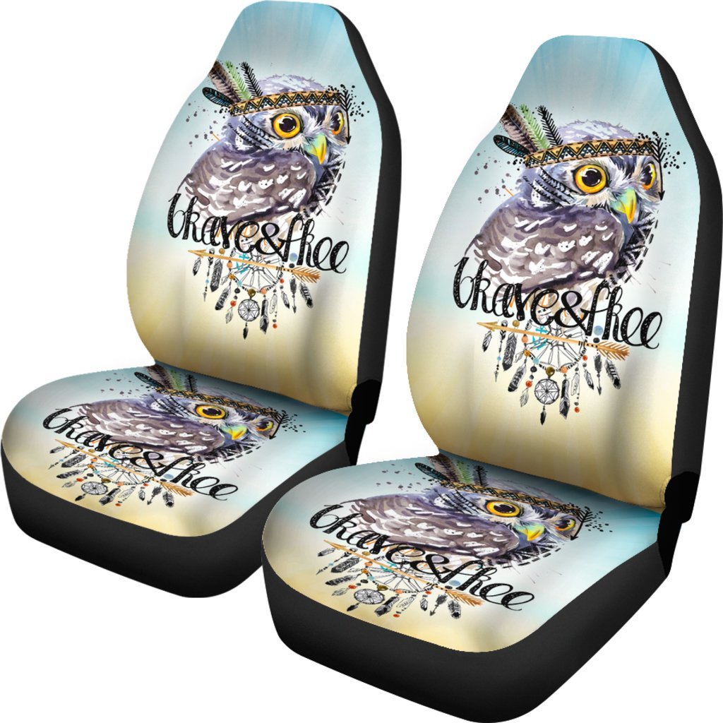 Owl Brave And Free Colorful Car Seat Cover Universal Fit-grizzshop