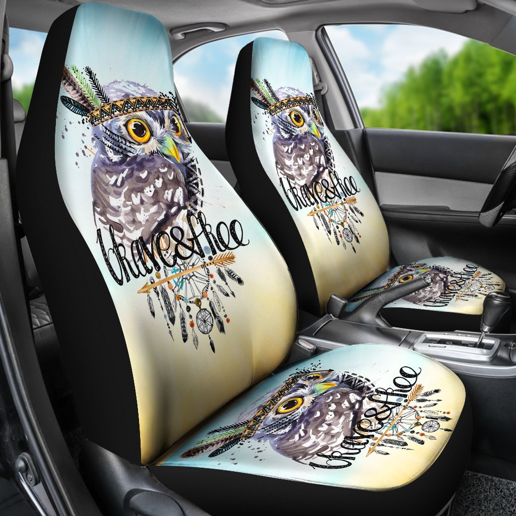 Owl Brave And Free Colorful Car Seat Cover Universal Fit-grizzshop