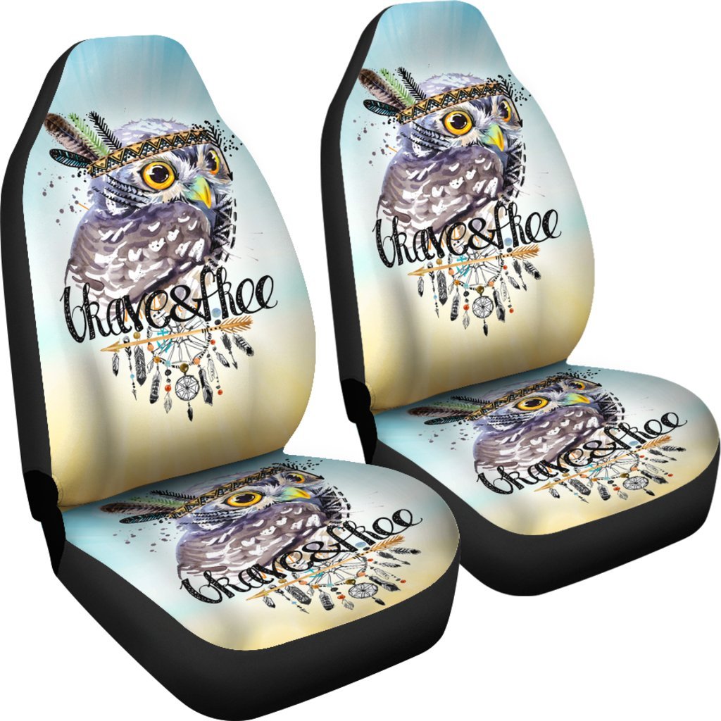 Owl Brave And Free Colorful Car Seat Cover Universal Fit-grizzshop
