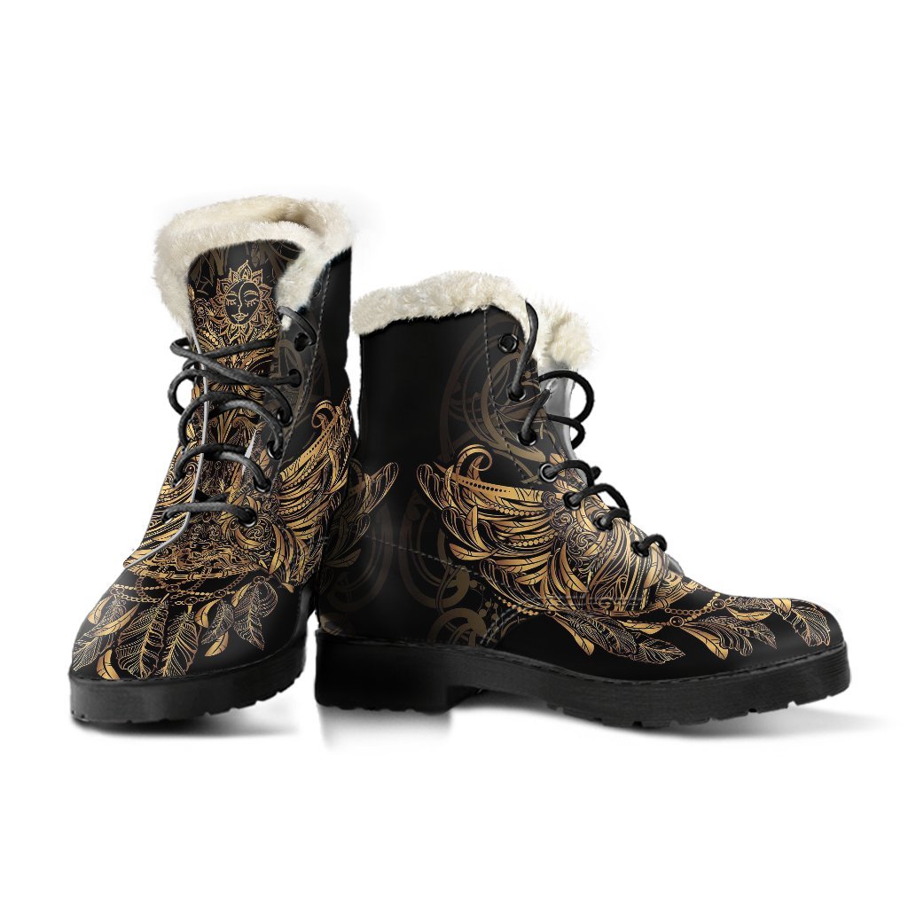 Owl Dream Catcher Feather Pattern Print Comfy Winter Boots-grizzshop