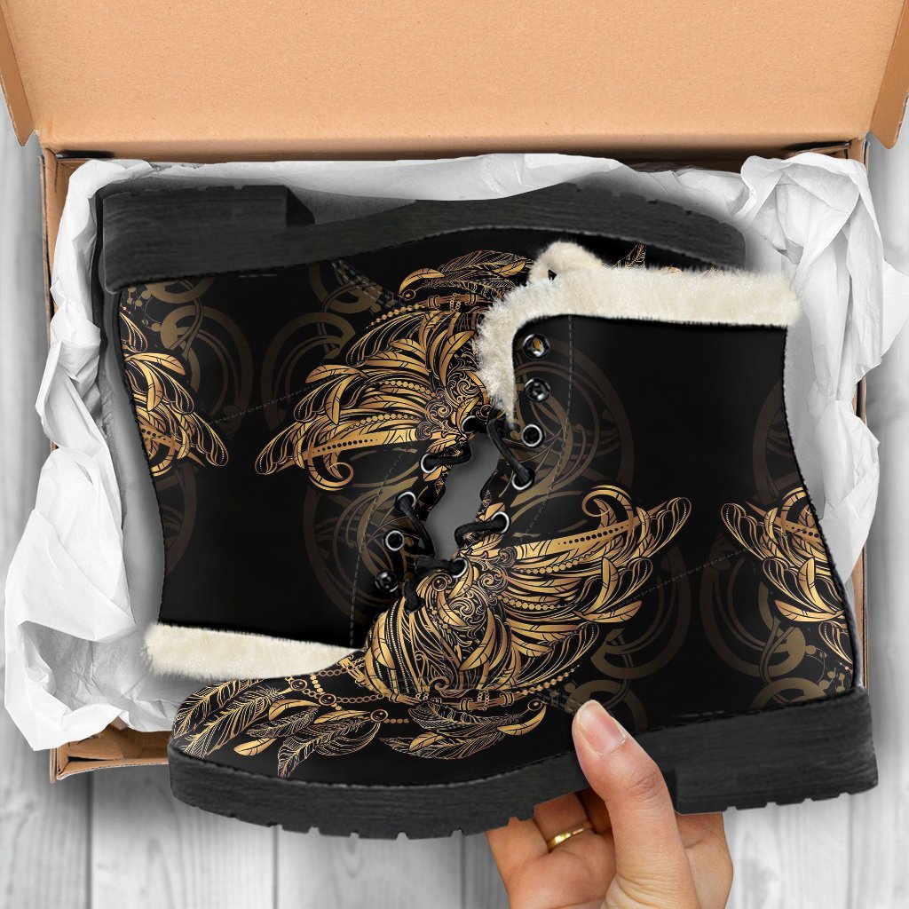 Owl Dream Catcher Feather Pattern Print Comfy Winter Boots-grizzshop