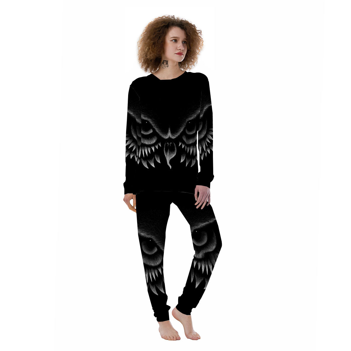 Owl Eyes Print Women's Pajamas-grizzshop