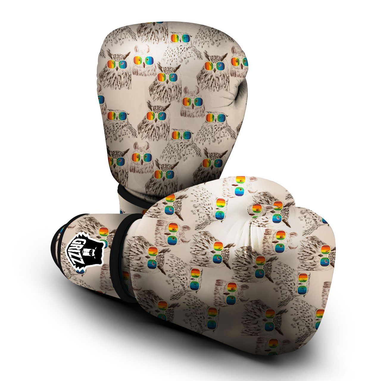 Owl Glasses Print Pattern Boxing Gloves-grizzshop