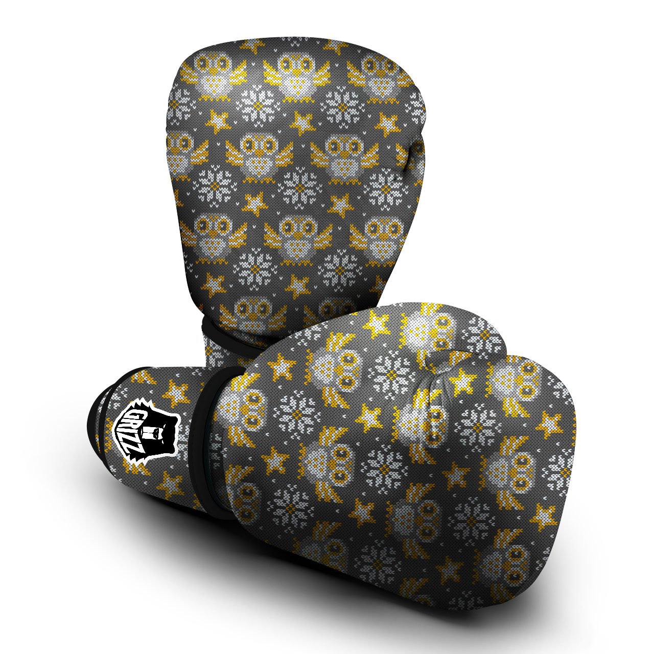 Owl Knitted Print Pattern Boxing Gloves-grizzshop