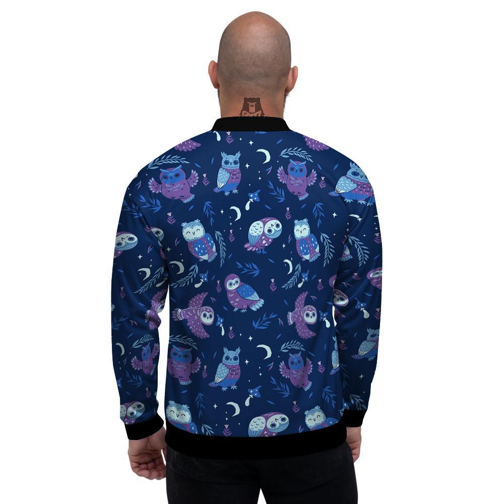 Owl Night Print Pattern Men's Bomber Jacket-grizzshop