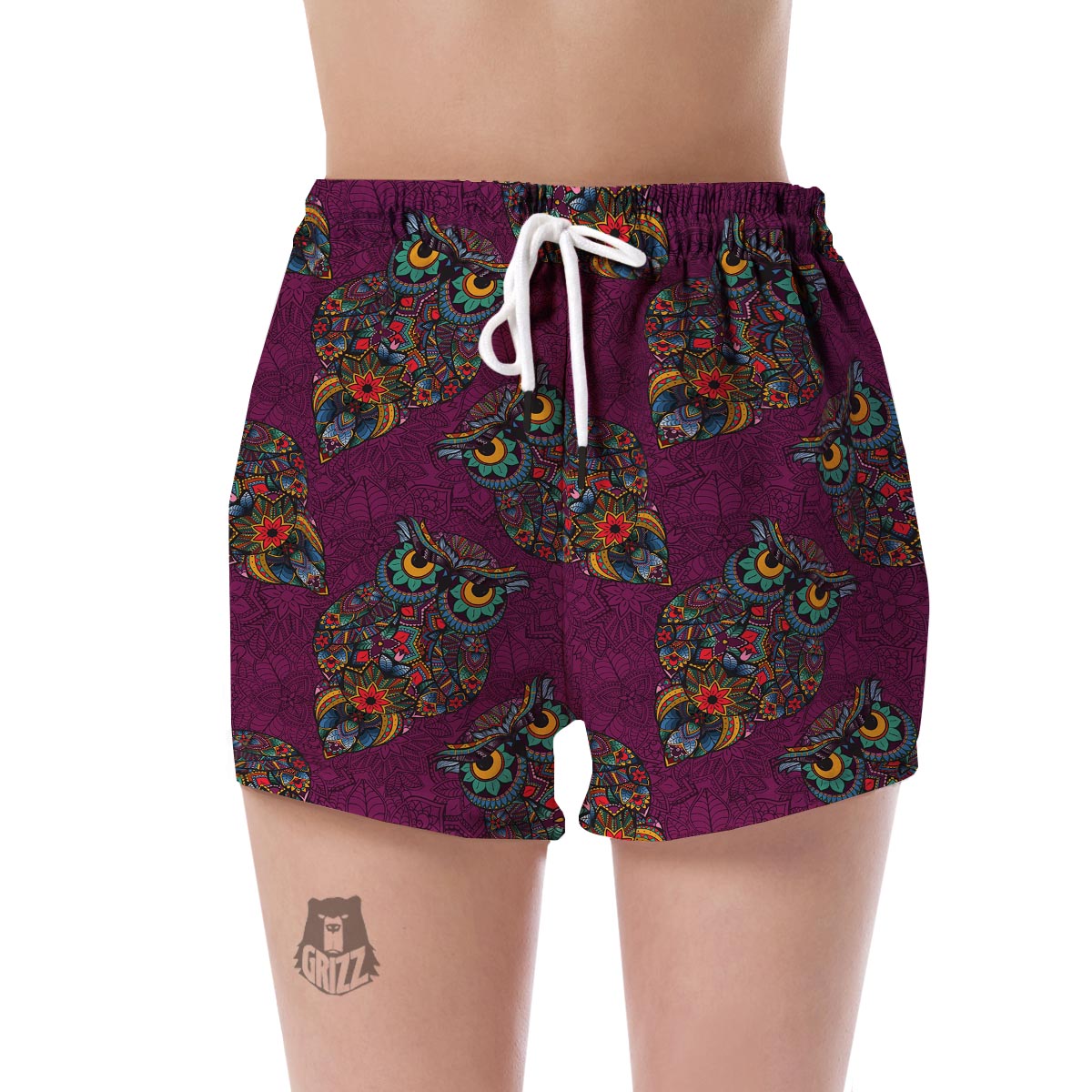 Owl Ornamental Print Pattern Women's Shorts-grizzshop