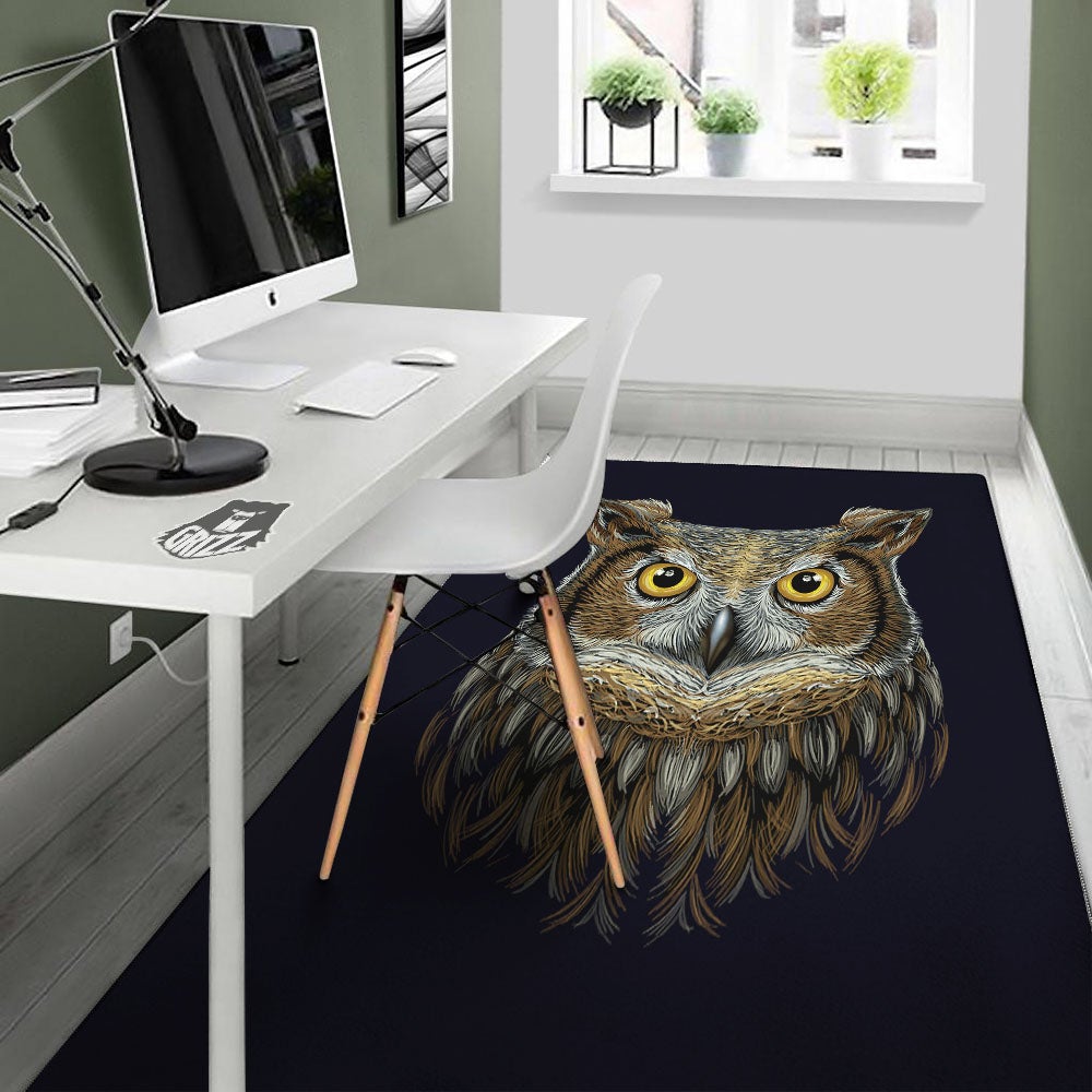 Owl Portrait Print Floor Mat-grizzshop