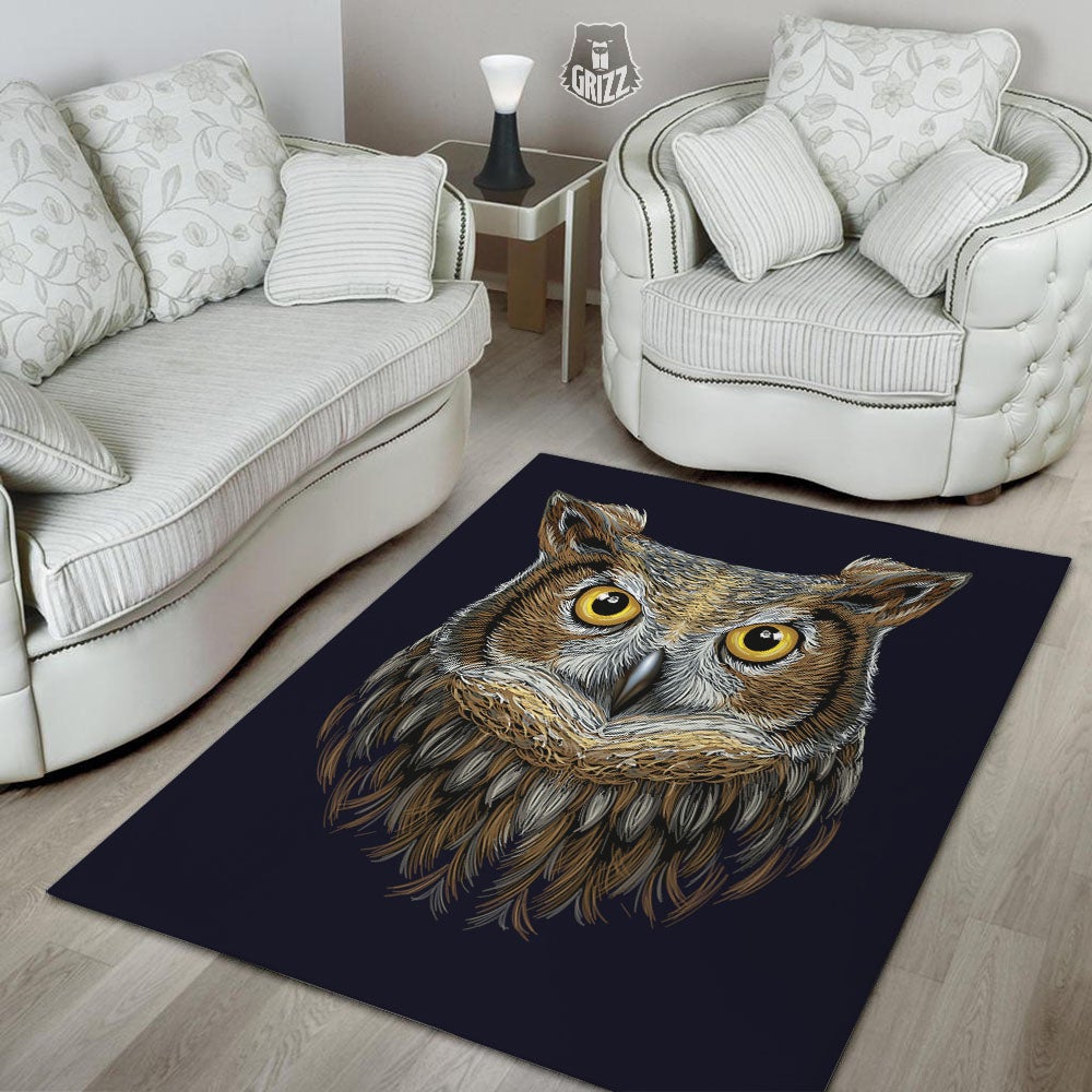 Owl Portrait Print Floor Mat-grizzshop