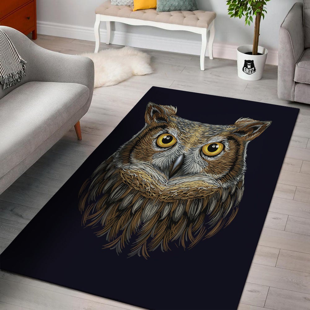 Owl Portrait Print Floor Mat-grizzshop
