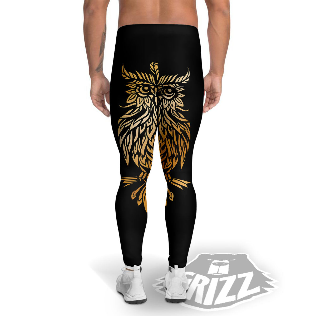 Owl Spiritual Golden Print Men's Leggings-grizzshop